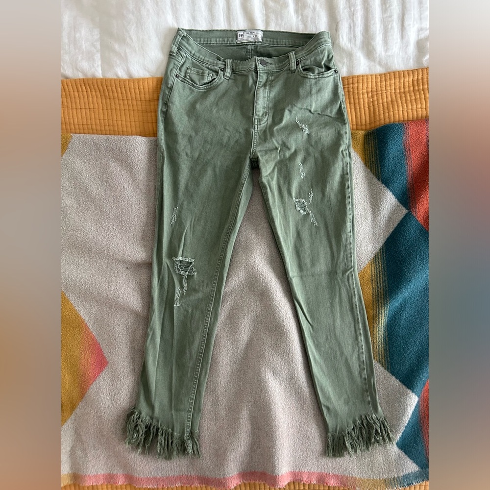 Free People boho jeans in moss
